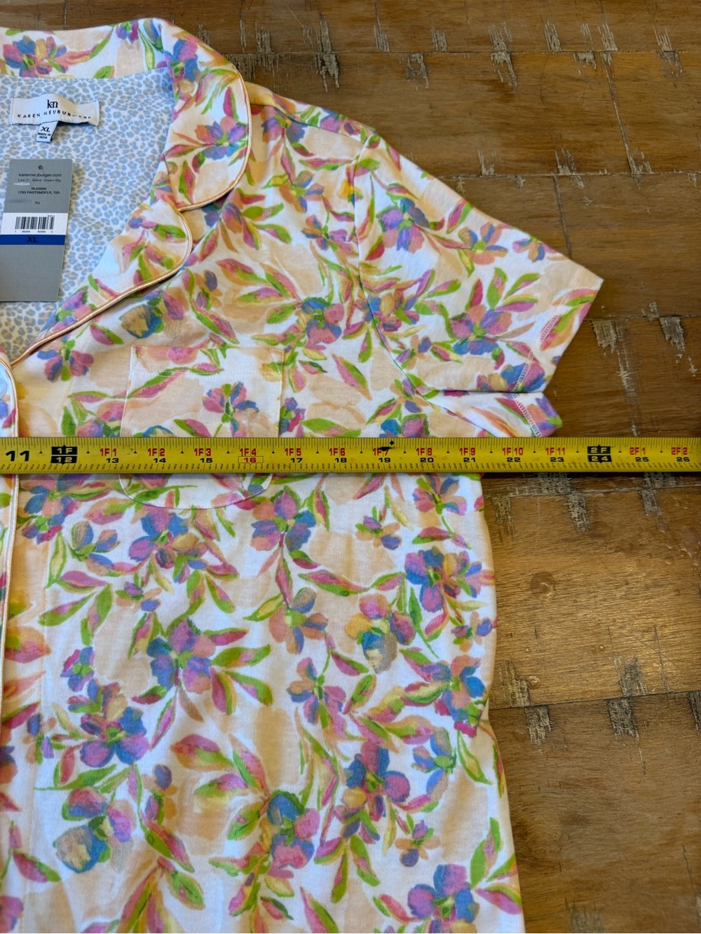 Karen Neuburger Floral Cotton Pajama Set in Pink, Green & Yellow - Picture 7 of 15